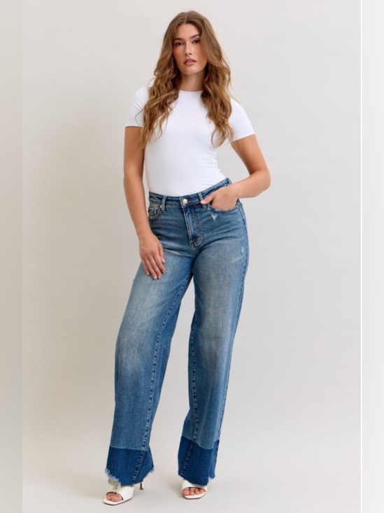 Judy Blue Denim - Judy Blue HW Column Straight Colorblock Jeans